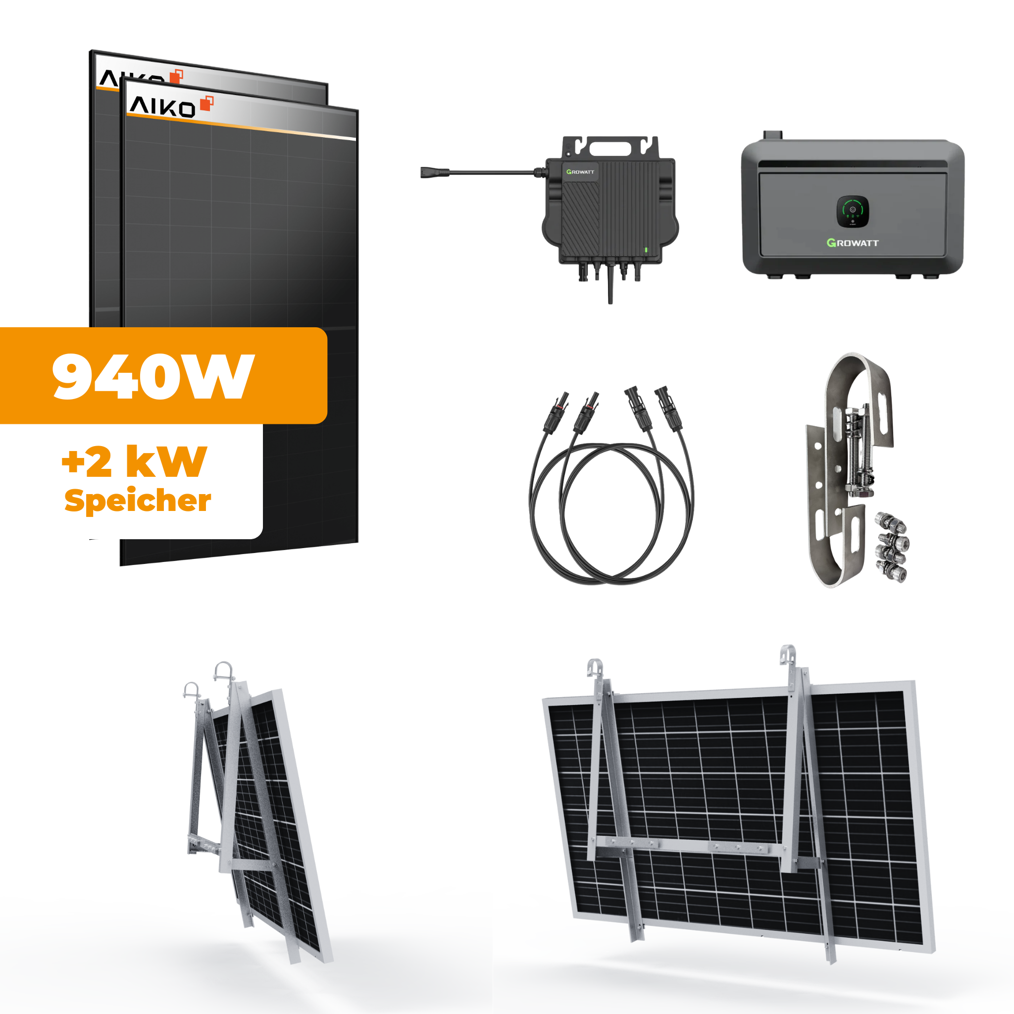 880W Balkonkraftwerk AIKO + Growatt NEO 800M-X mit Noah Speicher