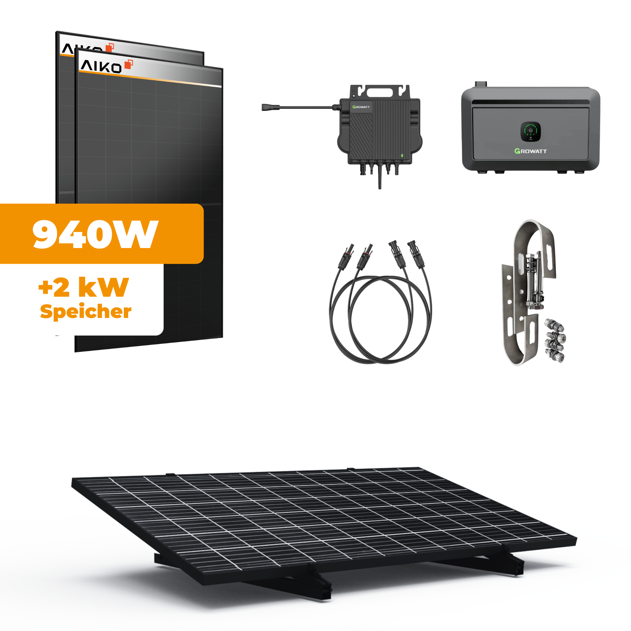 880W Balkonkraftwerk AIKO + Growatt NEO 800M-X mit Noah Speicher