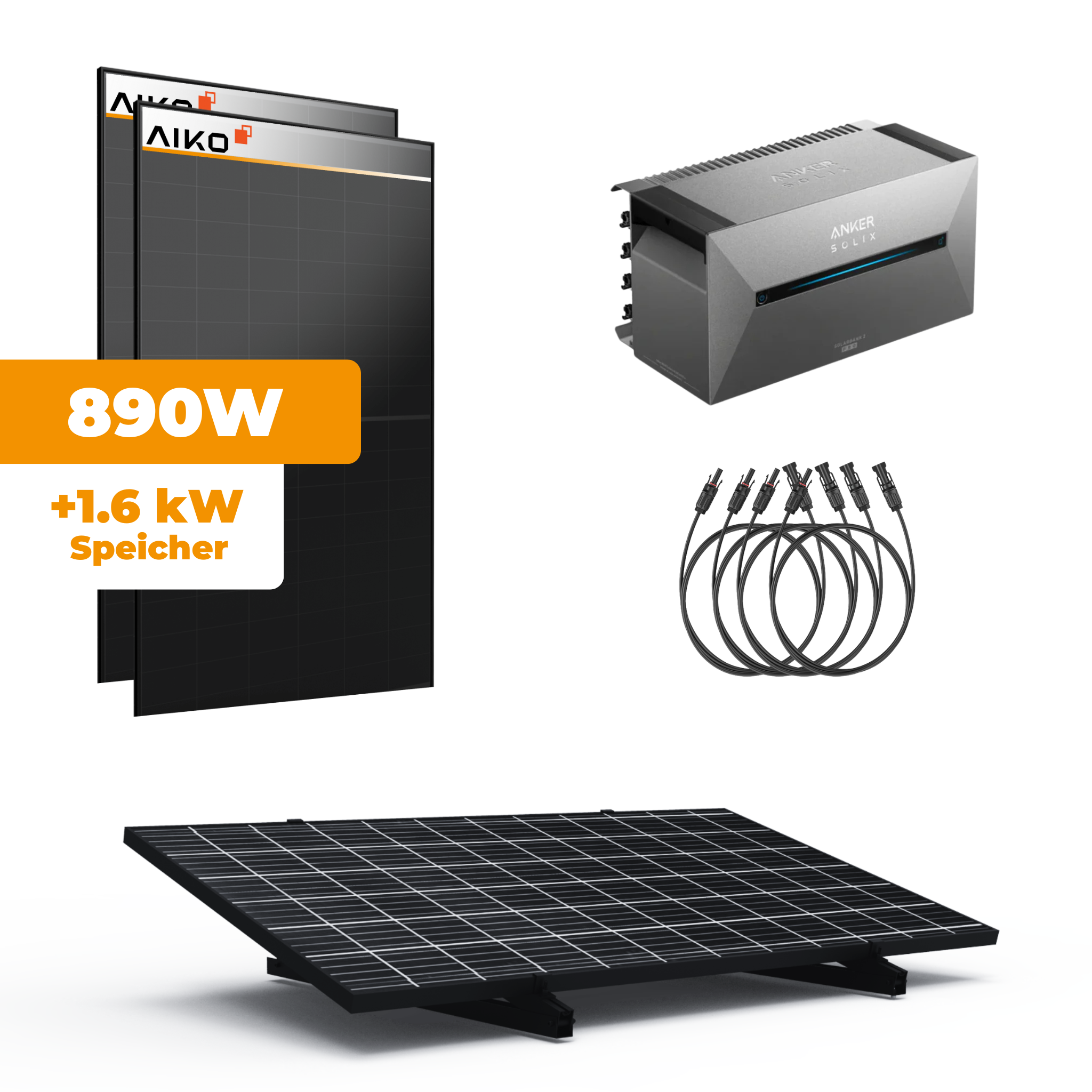 Anker Balkonkraftwerk Komplettset für Flachdach und Garten (890W)