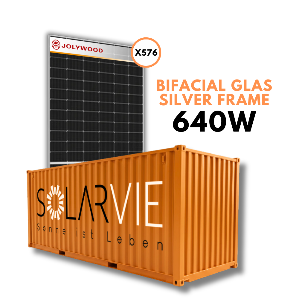 Jolywood 640W Pro Series Bifazial Glas-Glas Silver Frame (Container = 576 Stück)