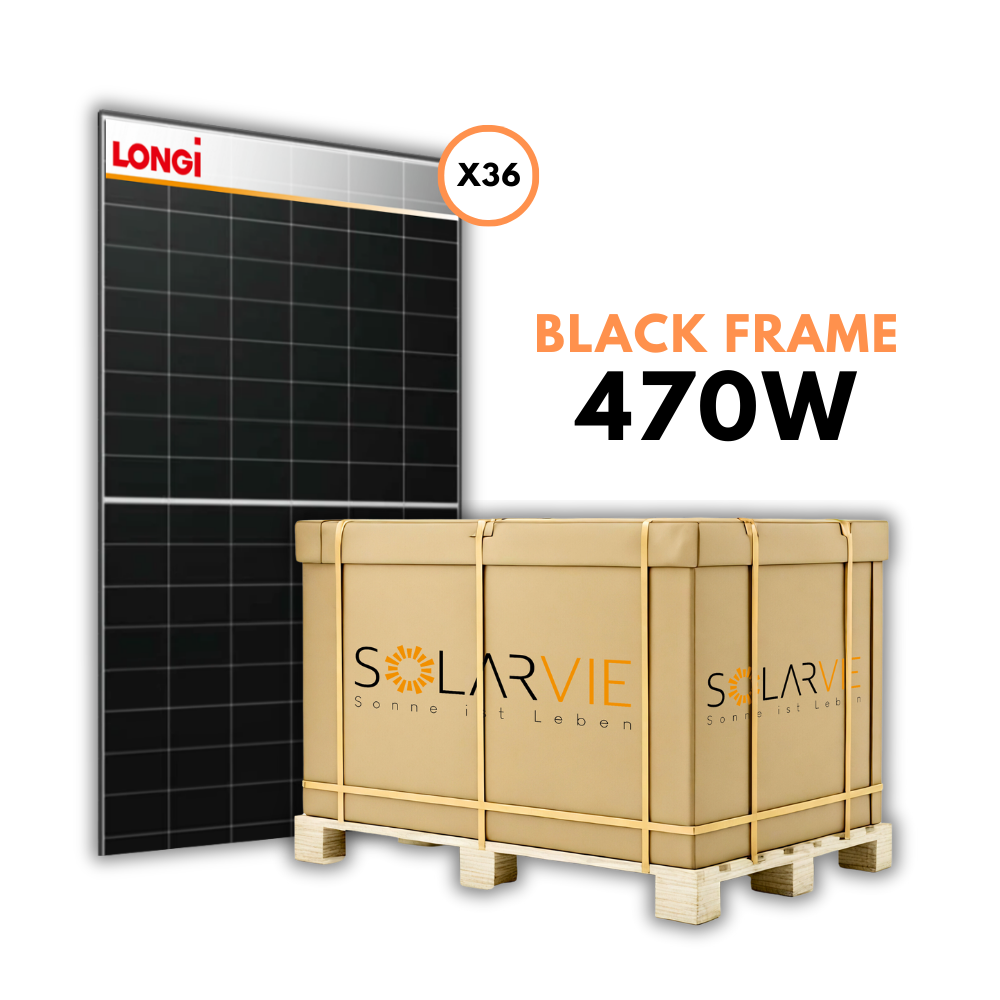 LONGI Solar 470W Hi-MO X6 Max Scientist N-type TOPCon Black Frame (Palette = 36 Stück)