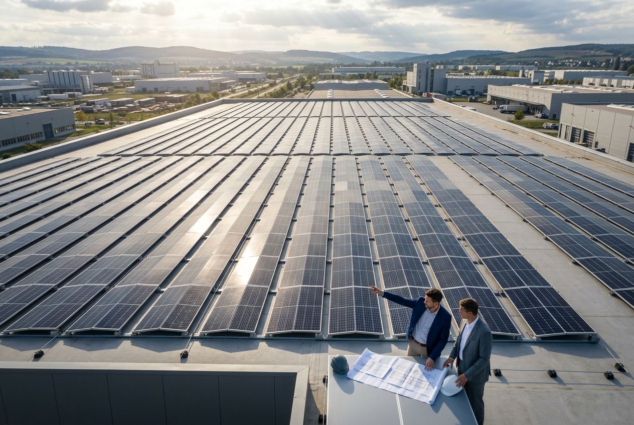 Solarpaneele auf einem Gebäudedach